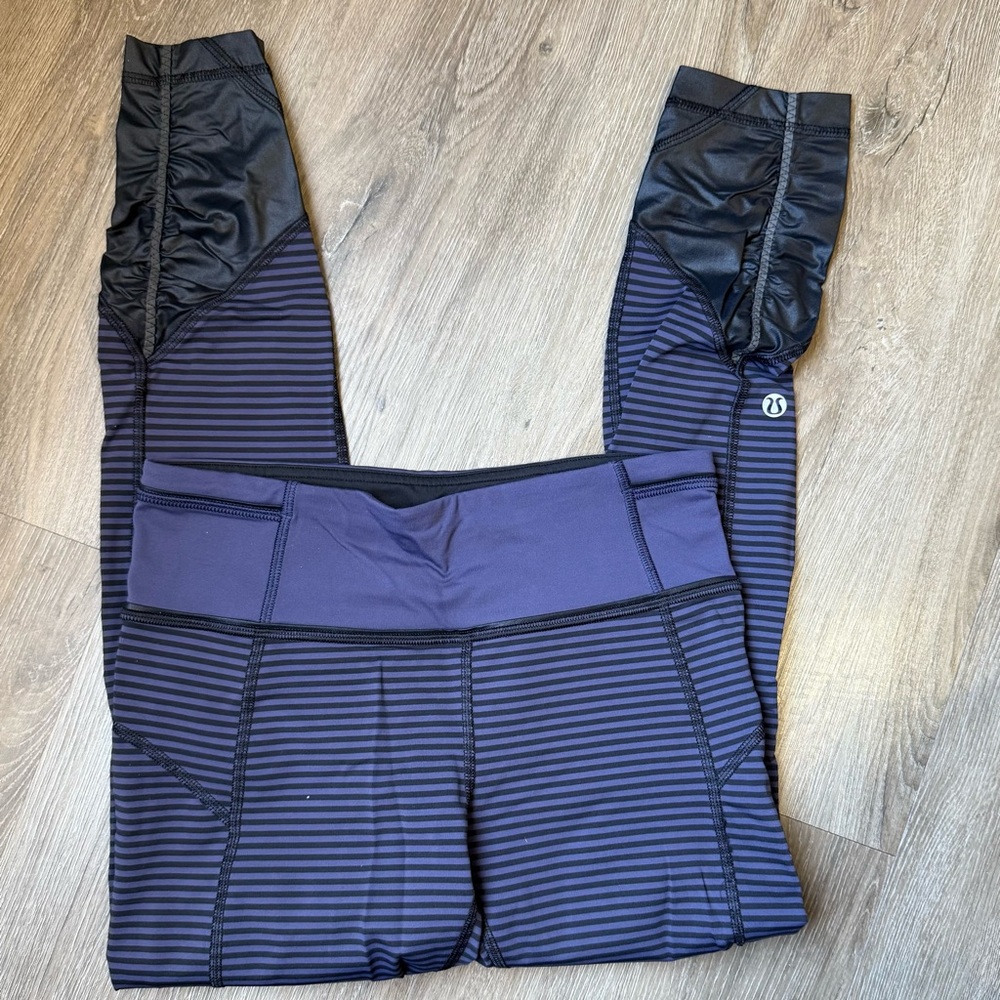 Lululemon purple black striped workout leggings